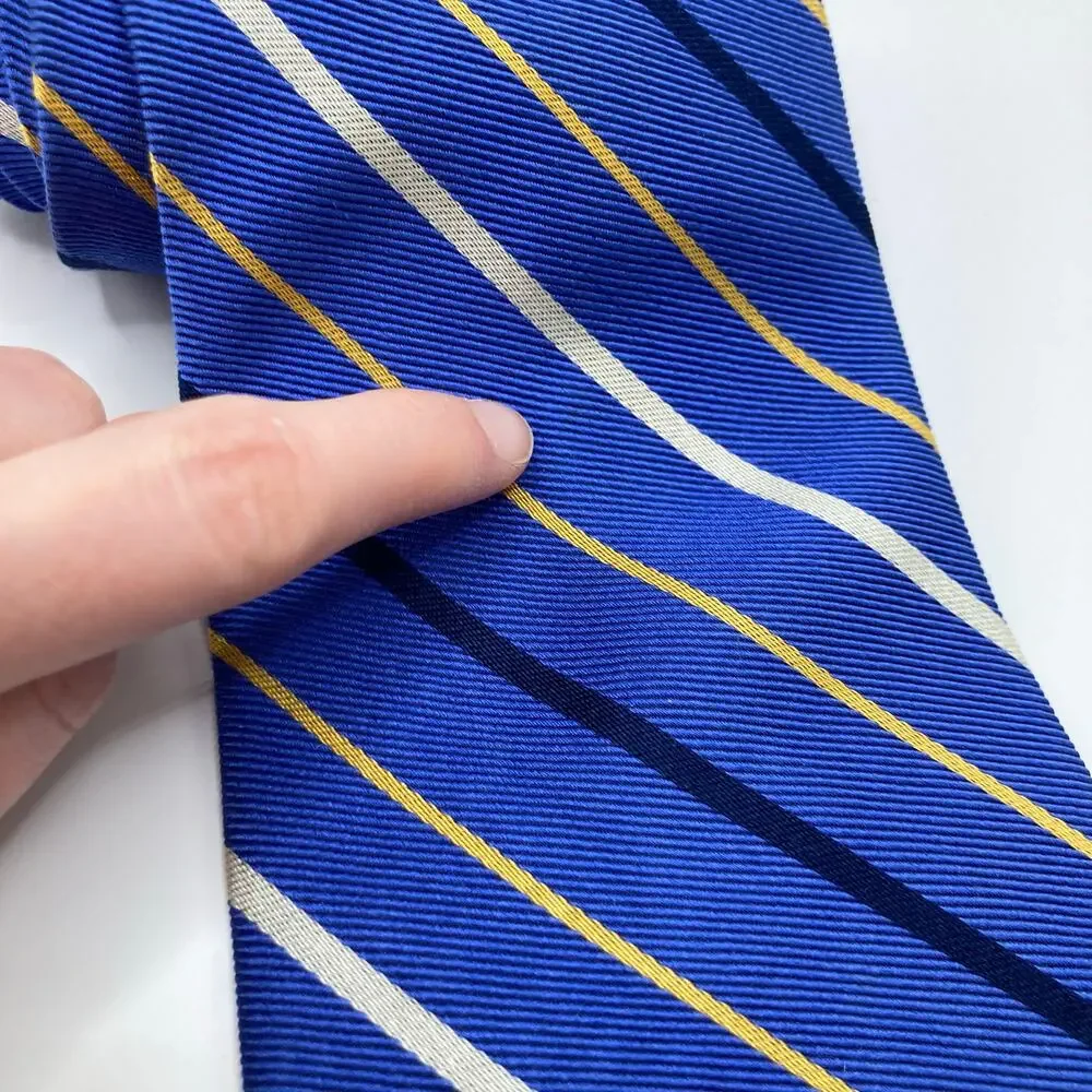 Lauren Ralph Lauren 100% Silk Blue Striped Repp Tie Regimental Preppy Gift